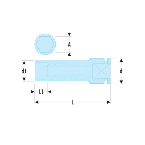 NASADKA 1'' 6-KĄTNA, DŁUGA, UDAROWA, 65 MM