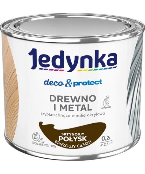 JEDYNKA DECO&PROTECT DREWNO I METAL SATYNA BRĄZOWY CIEM 0,2L