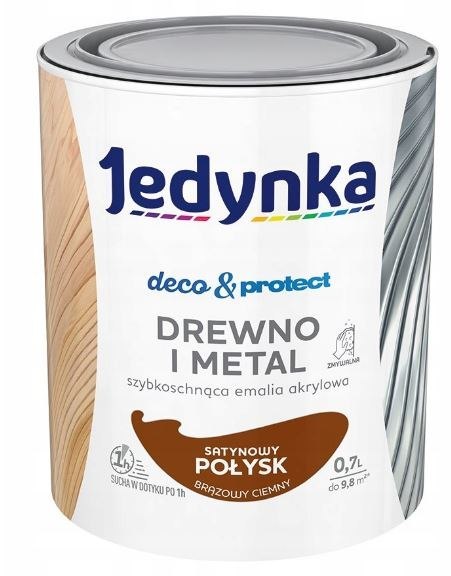 JEDYNKA DECO&PROTECT DREWNO I METAL SATYNA BRĄZOWY CIEM 0,7L