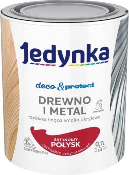 JEDYNKA DECO&PROTECT DREWNO I METAL SATYNA CZERWONA 0,7L