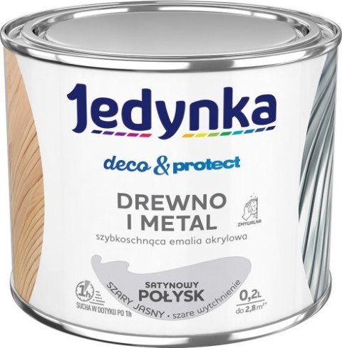 JEDYNKA DECO&PROTECT DREWNO I METAL SATYNA SZARY JASNY 0,2L