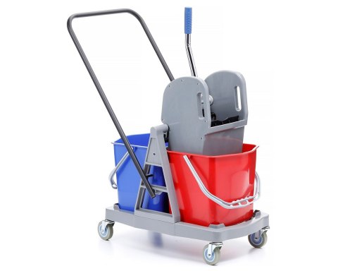 WÓZEK DO SPRZĄTANIA, 2 WIADRA 17L, Z PRASĄ