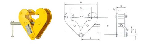 UCHWYT KLAMROWY DO BELEK DWUTEOWYCH DWR 3.0T