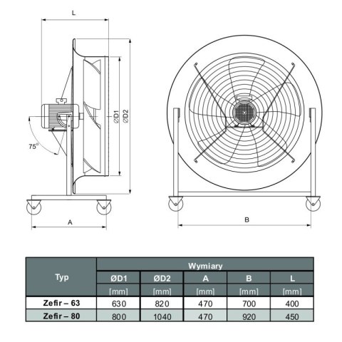 WENTYLATOR ZEFIR-80 1F Z REGULATOREM
