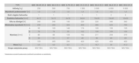 WCIĄGNIK ŁAŃCUCHOWY GKS 0.5T 1,5M