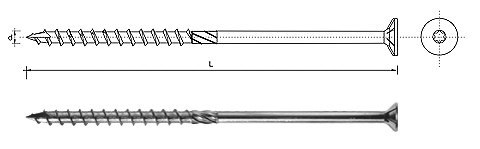 WKRĘT DO DREWNA Z ŁBEM STOŻKOWYM NA TORX 10*280MM T40