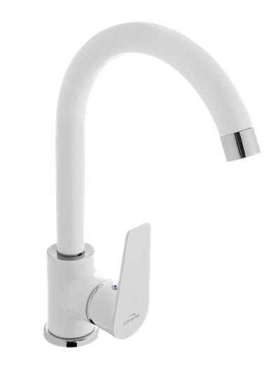 BATERIA ZLEW. STOJĄCA Z WYL. L DOKOS BIAŁA / CHROM