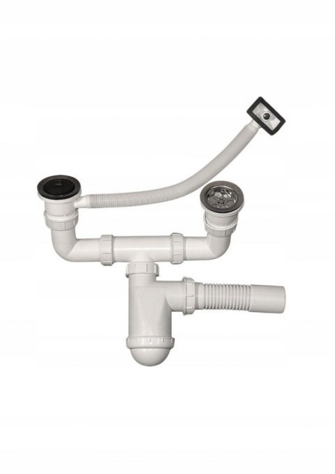SYFON ZLEWOZMYWAKOWY 2 KOMOROWY - Z PRZELEWEM ELASTYCZNYM