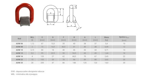 UCHWYT DO PRZYSPAWANIA AOW 13-8 5.3T