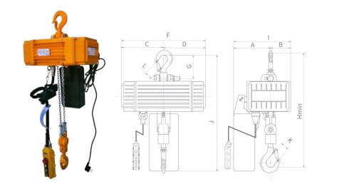 WCIĄGNIK ŁAŃCUCHOWY ELEKTRYCZNY WLL-500KG HP-5M