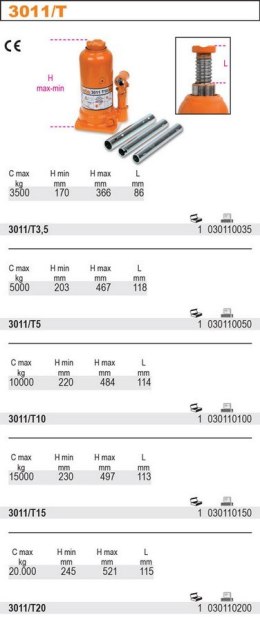 PODNOŚNIK HYDRAULICZNY JEDNOTŁOKOWY 20T