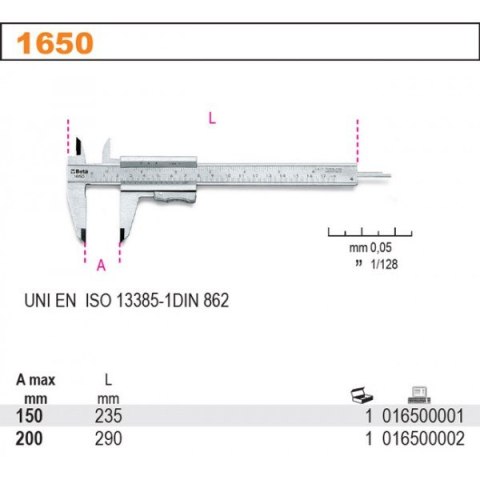 SUWMIARKA NONIUSZOWA UNIWERSALNA MODEL 1650 0-200MM
