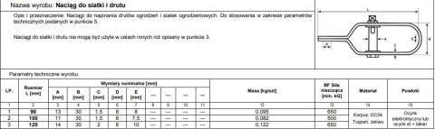 NAPINACZ SIATKI 100MM OCYNKOWANY