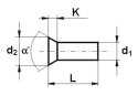 NIT ALUMINIOWY PEŁNY Z ŁBEM STOŻKOWYM PŁASKIM 4.0*40 MM