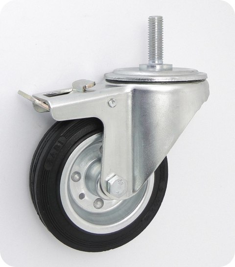 KOŁO METAL-GUMA 100MM OBUDOWA Z TRZPIENIEM+HAMULEC 16H