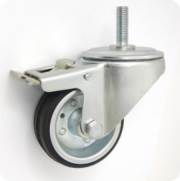 KOŁO METAL-GUMA 80MM OBUDOWA Z TRZPIENIEM+HAMULEC 7H*M10