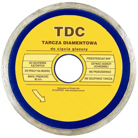 TARCZA DIAMENTOWA GŁADKA DO GLAZURY TDC 110MM