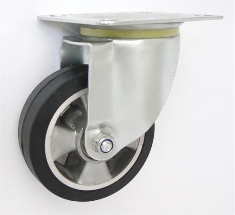 KOŁO ALUMINIUM-GUMA 125MM OBUDOWA SKRĘTNA A22G