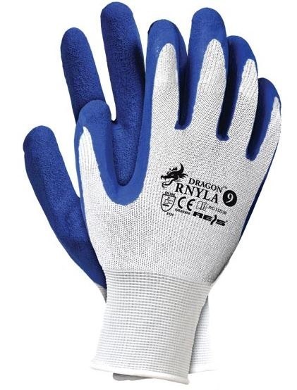 RĘKAWICE NYLONOWE POWLEKANE LATEXEM, NIEBIESKIE RNYLA 11
