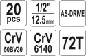 ZESTAW KLUCZY NASADOWYCH 1/2'' 20-CZĘŚCIOWY