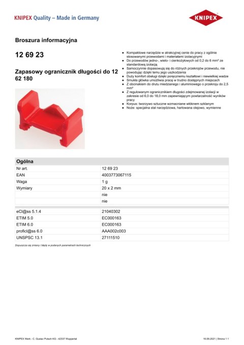 ZAPASOWY OGRANICZNIK DŁUGOŚĆI