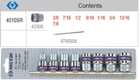 KOMPLET NASADEK CALOWYCH 1/2 12-KĄTNE 8 SZTUK 3/8-7/8