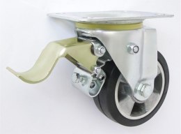 KOŁO ALUMINIUM-GUMA 125MM OBUDOWA SKRĘTNA+HAMULEC A25GH