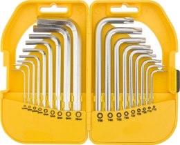 KOMPLET KLUCZY TRZPIENIOWYCH HEX I TORX KRÓTKIE 18 SZTUK