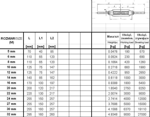 ŚRUBA RZYMSKA SZPILKA-SZPILKA 30MM
