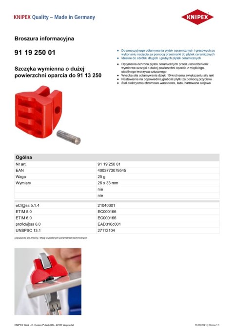 SZCZĘKA WYMIENNA DO 91 13 250