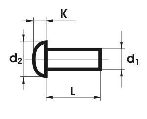 NIT ALUMINIOWY PEŁNY Z ŁBEM KULISTYM 4.0*6 MM