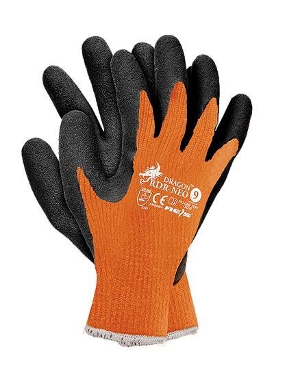 RĘKAWICE DZIANINOWE POWLEKANE GUMĄ POMARAŃCZOWE RDR-NEO 10