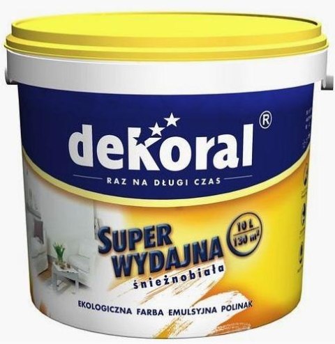 EMULSJA AKRYLOWA WEWNĘTRZNA DEKORAL POLINAK BIAŁA 10L