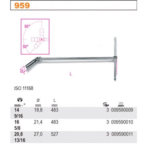 KLUCZ NASADOWY Z PRZEG. DO ŚWIEC ZAPŁONOWYCH BETA 959 L483MM