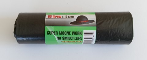 WORKI NA ŚMIECI 60L 60*80LD CZARNE 10 SZTUK