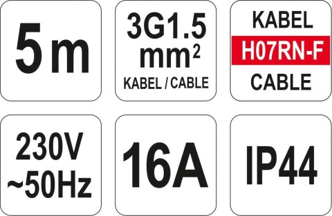PRZEDŁUŻACZ IP44 5M 3G1.5MM