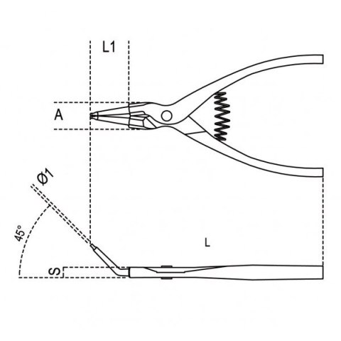 SZCZYPCE DO PIERŚCIENI ZEWNĘTRZNE ODGIĘTE 175MM