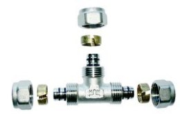 TRÓJNIK RÓWNY PEX/PEX 16*16*16*2 WKŁADKA ALUMINIOWA