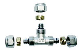 TRÓJNIK RÓWNY PEX/PEX 16*16*16*2 WKŁADKA ALUMINIOWA