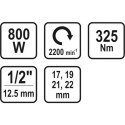 ELEKTRYCZNY KLUCZ UDAROWY 800W 325NM + NASADKI