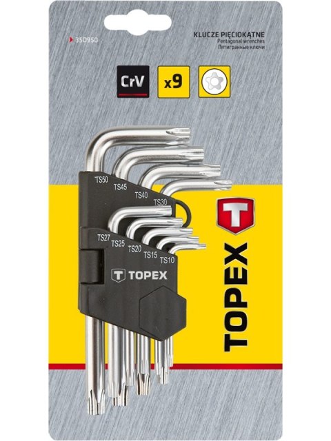 KLUCZE PIĘCIOKĄTNE TS10-50 ZESTAW 9SZT