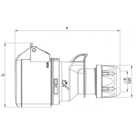 GNIAZDO PRZENOŚNE JEDNOFAZOWE GUMOWE IP44 3P 16A 230V TWIST