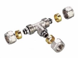 TRÓJNIK PEX/PEX RÓWNY 16*16*16*2 WKŁADKA ALUMINIOWA