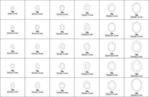 ZESTAW PODKŁADEK ALUMINIOWYCH 300 SZT. MIX ROZMIARÓW