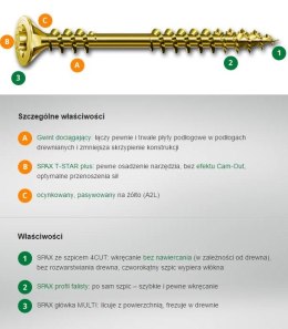 WKRĘT DO PODŁÓG OCYNK ŻÓŁTY TXTG VG 4.5*70MM SPAX