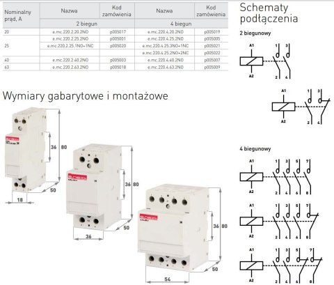 STYCZNIK MODUŁOWY E.MC.220.4.25.4NO 4P 25A 4NO