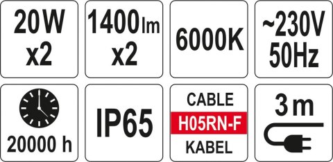 REFLEKTOR DIODOWY 2*20W ZE STOJAKIEM 1400LM*2