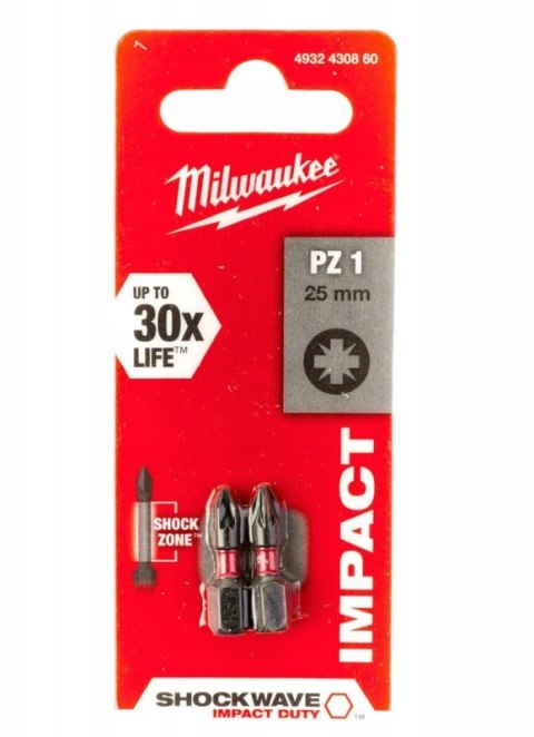 BIT, GROT, KOŃCÓWKA SHOCKWAVE PZ1 25MM 2 SZT.