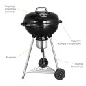 GRILL WĘGLOWY KULISTY Z POKRYWĄ I POPIELNIKIEM