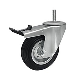 KOŁO METAL-GUMA 125MM OBUDOWA Z TRZPIENIEM+HAMULEC 26MH*M12